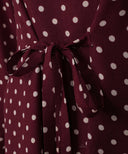 Burgundy Waist Tie Polka Dot Tunic