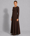 Mahogany Brown Long Sleeve Maxi Slip Dress