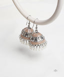 AYA Beige Crystal Pearl Dome Jhumka Earrings