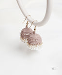 AYA Matte Dusty Rose Pink Pearl Dome Jhumka Earrings