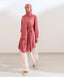 Berry Pink Buttoned Cuff Long Sleeves Modest Tunic