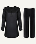 Black Pleated Neck Matching Set