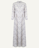 Grey Floral Box Pleated A-Line Maxi Dress
