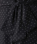 Black Polka Dot Chiffon Classic A-Line Long Sleeve Maxi Abaya Dress