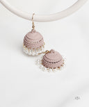 AYA Matte Dusty Rose Pink Pearl Dome Jhumka Earrings