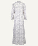 Grey Floral Box Pleated A-Line Maxi Dress