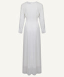 White Polka Dot Chiffon Classic A-Line Long Sleeve Maxi Abaya Dress