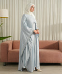 Ice Blue Cove Cut Oversized Kaftan Set