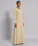 Ivory Long Sleeve Maxi Slip Dress