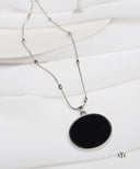 AYA Silver with Black Coin Necklace