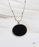 AYA Silver with Black Coin Necklace