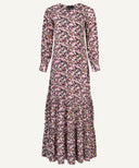 Charcoal Printed Tiered A-Line Maxi Dress