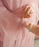 Peach Bud Short-Length Top with Flared Trousers Matching Set