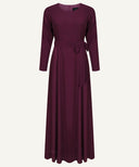 Deep Claret Chiffon Classic A-Line Long Sleeve Maxi Abaya Dress