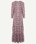 Charcoal Printed Tiered A-Line Maxi Dress