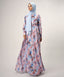 Painterly Floral Pleated Long Sleeves Modest Maxi Dress