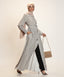 Geometrical Button Down Long Sleeves Modest Maxi Abaya Dress