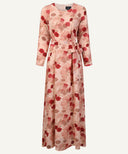 Rose Water Print Chiffon Classic A-Line Long Sleeve Maxi Abaya Dress