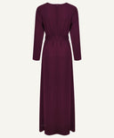 Deep Claret Chiffon Classic A-Line Long Sleeve Maxi Abaya Dress