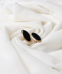 AYA Gold with Black Oval Stud Earrings