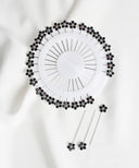 Black Rhinestone Flower Head Hijab Pins
