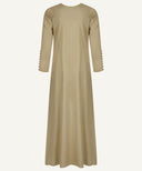 Camel Beige Wrap Button Down Long Sleeve Maxi Dress