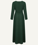 Deep Green Chiffon Classic A-Line Long Sleeve Maxi Abaya Dress