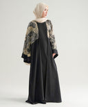 Beige Fil Coupe Printed Bell Sleeve Kimono