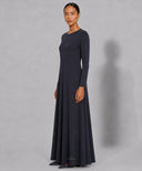 Coal Grey Long Sleeve Maxi Slip Dress