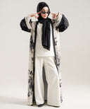 Black Fil Coupe Floral Panel Kimono