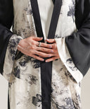 Black Fil Coupe Floral Panel Kimono