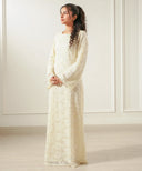 Ivory Cream Embellished Lace A-Line Maxi Dress