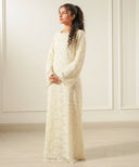 Ivory Cream Embellished Lace A-Line Maxi Dress