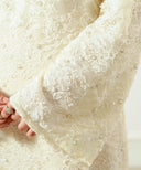 Ivory Cream Embellished Lace A-Line Maxi Dress