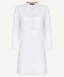 White Contrast Button Matching Set