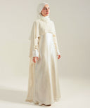 Ivory Overlay Cape Gown A-Line Maxi Dress