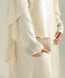 Ivory Overlay Cape Gown A-Line Maxi Dress