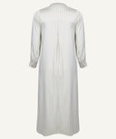 Sage Vertical Stripe Button-Down Top with White Trousers