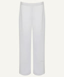 Sage Vertical Stripe Button-Down Top with White Trousers