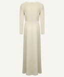 Ivory Oat Chiffon Classic A-Line Long Sleeve Maxi Abaya Dress
