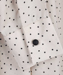 Beige Polka Dot Button-Down Long Sleeve Maxi Dress