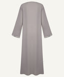 Light Taupe Embroidered A-Line Cardigan Abaya Set