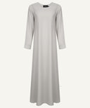 Light Taupe Embroidered A-Line Cardigan Abaya Set