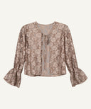 Mocha Brown Lace Tie Front Top with Wrap Skirt Matching Set