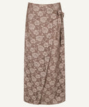 Mocha Brown Lace Tie Front Top with Wrap Skirt Matching Set