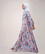 Painterly Floral Pleated Long Sleeves Modest Maxi Dress