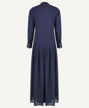 Blue Polka Dot Button-Down A-Line Maxi Dress