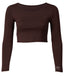 Brown Cropped Long Sleeve Body Shirt | Tee Shirt