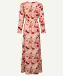 Rose Water Print Chiffon Classic A-Line Long Sleeve Maxi Abaya Dress
