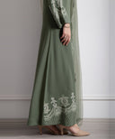 Evara Matte Green A-line Dress